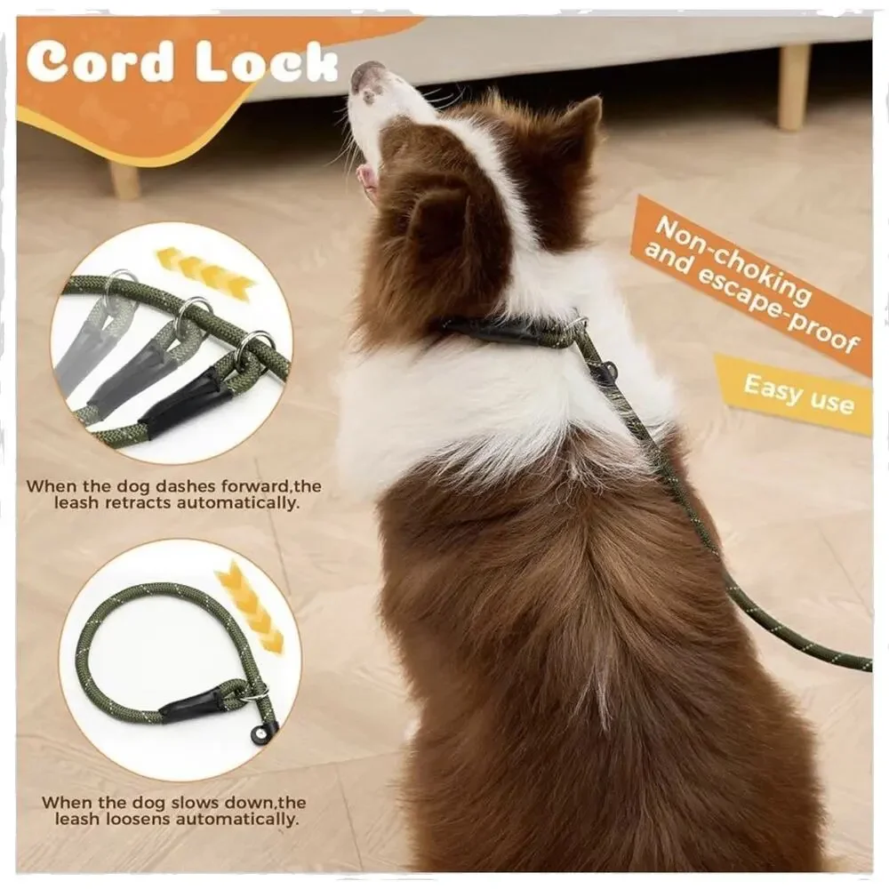 PUUFUU Reflective Slip Lead Dog Leash 6FT x 1/2” Green Heavy Duty Large Dogs
